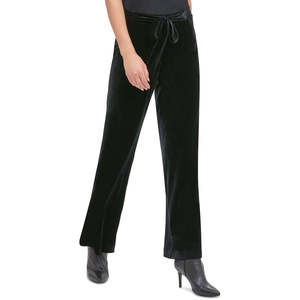 Pantaloni Calvin Klein da donna in velluto nero a gamba larga, a vita alta, taglia XL (Extra Large), anti-pilling, traspiranti, lavaggio colorato - Product Image 3