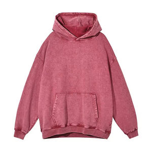 Sweats à capuche unisexes 100% coton délavés à l'acide avec broderie personnalisée, coupe-vent surdimensionné et respirant sans ficelles pour l'hiver - Product Image 3