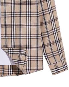 Camisa de Franela a Cuadros Beige Marrón para Hombre, Personalizada por el Fabricante, con Botones, Manga Larga, Informal, de Invierno, con Tela Suave y Cálida - Product Image 6