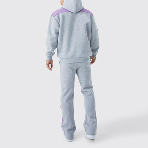 Chándales Acampanados para hombre a precio de fábrica OEM para ropa de calle/chándales de felpa francesa apilados con estampado de hojaldre para hombre, conjuntos acampanados de dos piezas para hombre - Product Image 2