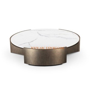 Table centrale en marbre naturel moderne et simple vente de dessus de table basse de restaurant et de café de forme ronde pour la décoration de mariage et la décoration intérieure - Product Image 1