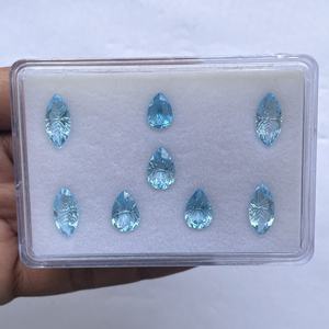 พลอยโทแพซสีฟ้าธรรมชาติขนาด 10 มม. 12 มม. 14 มม. แบบแกะสลักแฟนซี สำหรับทำเครื่องประดับ ขายส่งจากผู้ผลิตพลอยกึ่งมีค่า - Product Image 4