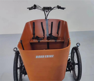 Vélo cargo électrique familial à 3 roues avec <span class=keywords><strong>porte</strong></span>-bagages arrière, moteur brushless 250W, assistance au pédalage, double moteur, cadre en acier 7 vitesses - Product Image 6