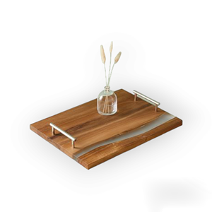 Bandeja de Servicio de Resina Epoxi Brillante y Madera, Bandeja de Servicio de Resina Epoxi y Madera Personalizada para el Hogar, Restaurantes, por Saniya Handicraft - Product Image 4