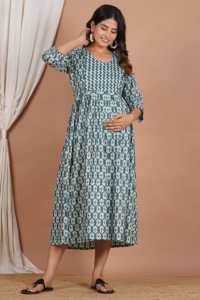 Nouvelle arrivée, robe de maternité en coton post-partum avec accès à l'allaitement, robe d'allaitement respirante avec poche, robe de baby shower - Product Image 3