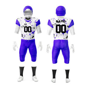 Equipo personalizado para adultos, uniformes de fútbol americano, sarga con cuello en V y diseño de sublimación de impresión digital, conjunto de ropa deportiva - Product Image 4