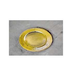 Placa de cargador de aluminio con acabado dorado, plato de servicio hecho a mano de diseñador único, placa de cargador de Metal de mesa decorativa para boda - Product Image 3
