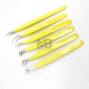 Pinzas de pestañas con logotipo personalizado, puntas plateadas con empuñadura de diamante, pinzas de extensión de pestañas de acero inoxidable japonés, Etiqueta Privada - Product Image 6