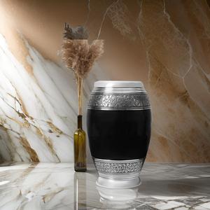 โกศสำหรับงานศพผู้ใหญ่ทำจากอลูมิเนียมโลหะพร้อมฝาสำหรับใส่เถ้ากระดูกสีดำดีไซน์ใหม่ - Product Image 2