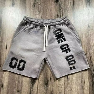 Verano personalizado bordado parche Logo alta calidad Vintage fabricante 100% algodón sudor hombres ácido lavado pantalones cortos - Product Image 5