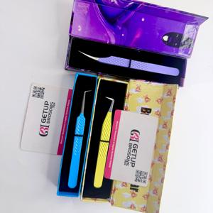 Pince à épiler pour cils en acier inoxydable de haute qualité, à pointe fine à 90 degrés, avec isolation par revêtement en poudre de différentes couleurs - Product Image 6