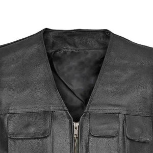Gilet d'hiver pour homme, personnalisable, long, imperméable, en cuir de vachette, avec fermeture éclair, taille plus, denim - Product Image 4
