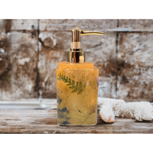 Dispensador de Jabón de Lujo con Diseño Floral para Baño y Cocina, Material Principal de Resina, Latón y Mármol, Tipo de Bomba Líquida de Espuma para Hoteles - Product Image 1