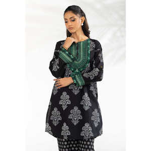 Conjunto Coordinado de Cambric Bohemio con Estampado de Bloques y Bordado IPST-77604 Talla XXS, Conjunto de 2 Piezas con Pantalones Cortos por Encima de la Rodilla - Product Image 3