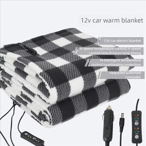Nueva Manta Térmica Eléctrica de 12V con Diseño a Cuadros, Suave, Ajustable, de Poliéster, con Cargador USB, para Coche, RV, Calefacción para Clima Frío - Product Image 4