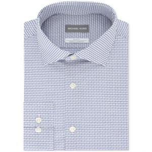 Camicia Elegante da Uomo Michael Kors Slim-Fit Performance Stretch a Quadri 100% Cotone Antipiega Blu - Taglia 15.5X32-33 - Product Image 2