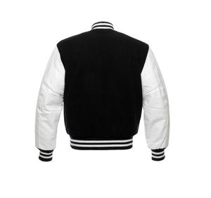 Veste de travail d'hiver pour homme la plus vendue, style varsity bomber, manches en cuir, col montant, tissu en toile, imperméable, logo fin sur le devant - Product Image 6