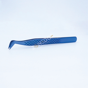 Pinzas de acero inoxidable de fibra profesional de volumen, pinzas de extensión de pestañas azules de Plasma, alto volumen probado a mano - Product Image 6