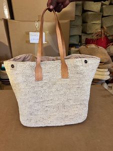 Sac à main tendance en crochet de raphia pour femme, fermeture ouverte, deux poignées, doublure en coton, sac de plage surdimensionné à la mode - Product Image 6