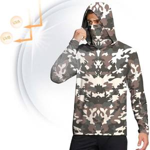 Haute qualité 100% Polyester UPF50 + crème solaire UV séchage rapide masque facial à manches longues Performance chemises de pêche à capuche vêtements de sport - Product Image 5