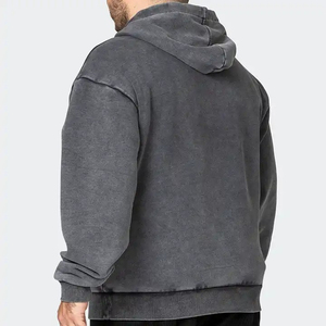 Sweat à capuche délavé à l'acide OEM pour hommes de haute qualité et à prix abordable, respirant et confortable, vêtements d'hiver décontractés avec motif solide - Product Image 2