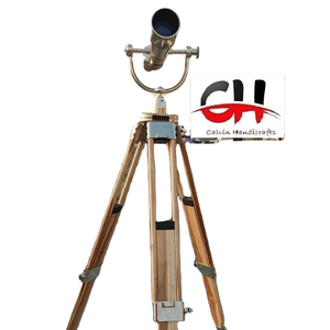 Monoculaire victorien en laiton naval nautique 15x82 avec trépied en bois par Calvin Handicraft - Product Image 1