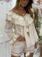 Lurex — ensemble pour femmes, haut et Short en dentelle orné de miroir blanc, de style Boho, à volants, Super qualité, 7 pièces