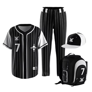 Uniforme de Béisbol Personalizado con MOQ Bajo, Conjunto Completo de Sublimación, Estilo Élite Vintage Retro a Rayas - Product Image 1