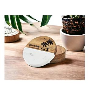 Sous-verres ronds en pierre en marbre et bois de haute qualité Tapis et tampons de décoration pour la maison - Product Image 2