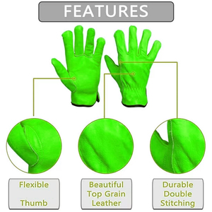 ถุงมือขับรถหนังวัวแยกสีระบายอากาศได้ดีดีไซน์ใหม่ล่าสุด - Product Image 3