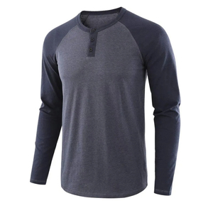 T-shirt slim en tricot à manches longues raglan pour hommes, manches contrastées, en coton décontracté de haute qualité, logo personnalisé, vente en gros du fabricant OEM - Product Image 2
