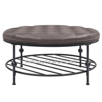 Pouf ottoman Chesterfield rond en velours de haute qualité pour tabouret de canapé de salon avec fonction de repose-pieds de rangement