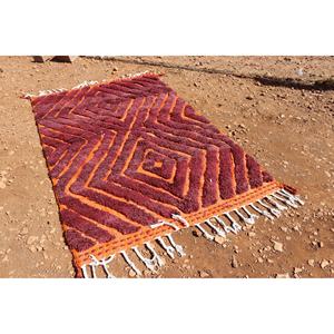 Tapis en soie de laine berbère marocain fait à la main Boho Kilim pour chambre à coucher salon hôtel adolescents abstrait rectangulaire pour couloir - Product Image 4