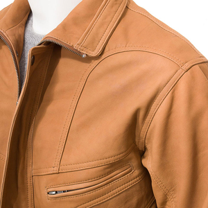 Men's High Quality <b>Genuine</b> Leather Winter Jacket Waterproof Windproof Design Simple Casual Look Lightweight High Street Front - Product Image 4