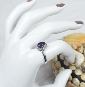 Amatista piedra preciosa mejor diseño hecho a mano clásico cabujón anillo 925 sólida plata esterlina 925 Plata estampada joyería de plata de moda - Product Image 2