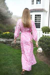 Ballon imprimé floral personnalisé manches trois-quarts longues Maxi étage longueur concepteur occasion porter mariages tissu tissé matériel - Product Image 5