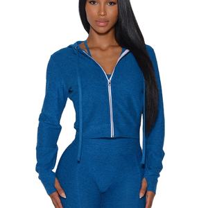 High Custom Women's <b>Hoodie</b> Anti-Wrinkle Breathable Canvas Solid Color <b>Zip</b> <b>up</b> <b>Hoodie</b> for Winter Gym and Workout - Product Image 1