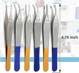 REHMAT NOOR INDUSTRY RN-TTF-001 6 Pinzas Adson para Suturas y Tejidos Marrones de 4.75 Pulgadas, Rectas y Curvas, de Acero Inoxidable Quirúrgico - Product Image 6