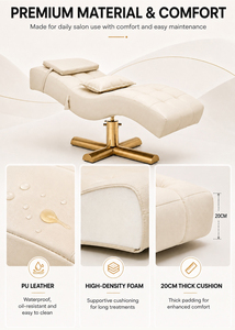 Cama <span class=keywords><strong>de</strong></span> Masaje y Belleza Moderna <span class=keywords><strong>de</strong></span> Lujo con Base Dorada Elevable, Cama para Pestañas, Cama Facial Curva Personalizable para Salón <span class=keywords><strong>de</strong></span> Belleza - Product Image 6