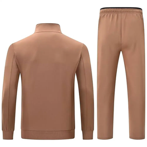 Survêtement uni pour hommes deux pièces veste à fermeture éclair et pantalon ensemble de vêtements de sport décontractés pour hommes - Product Image 2