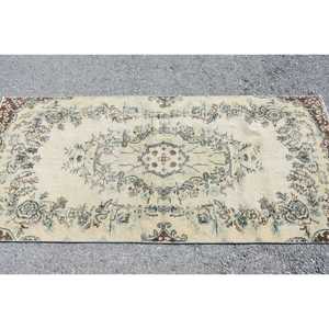 3.1x6.9 ft Rug, Turkish Vintage Accent Rug, <b>Brown</b> <b>Wool</b> Rug - Product Image 4