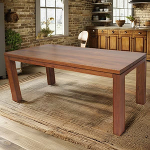 Table de cuisine en bois de noyer massif design rectangulaire brun riche fabriqué au Vietnam construction robuste élégance intemporelle | WT505P6 - Product Image 4