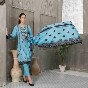 Top marque pakistanaise 3 pièces costumes de pelouse en coton lourd pour filles Tawakkal broderie Design original à la mode par Dress Makers - Product Image 2