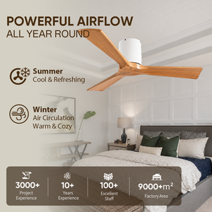 Ventilateur de plafond 42 pouces sans lumière, encastré, en bois massif, silencieux, moteur DC réversible avec télécommande pour salon - En stock aux États-Unis - Product Image 2