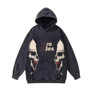 Sudadera con capucha de invierno para hombre, personalizada, de forro polar, con media cremallera, oversize, lisa, con lavado ácido, desgastada, rasgada, vintage, transpirable, pesada, al por mayor - Product Image 6