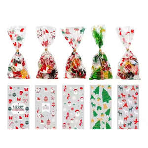 Bolsas de plástico transparente para copos de nieve de invierno para fiestas navideñas para dulces y galletas, cinta para embalaje de celofán navideño - Product Image 1