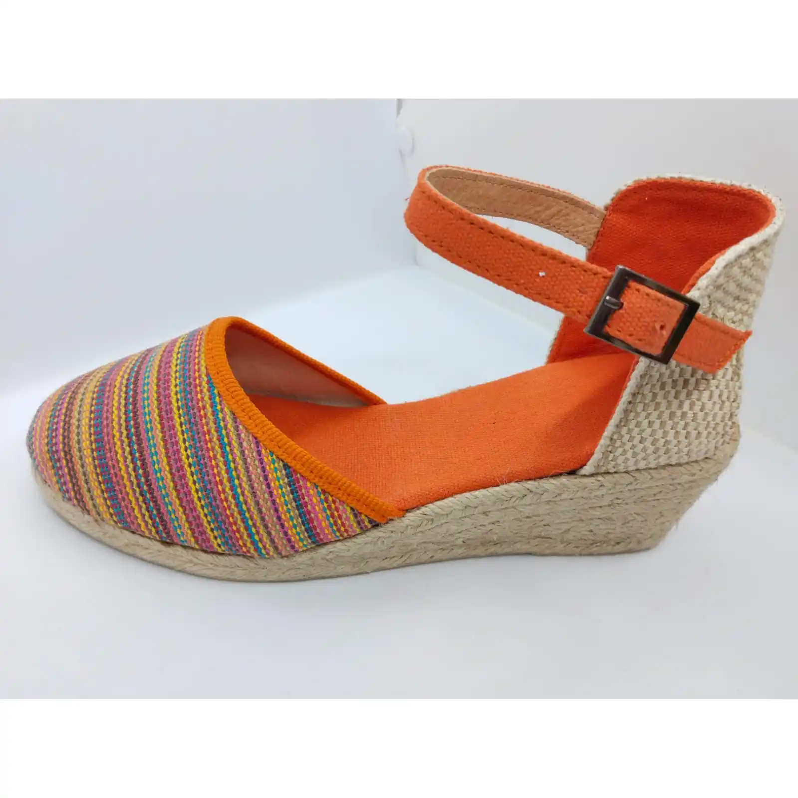 Assured quality trendy espadrille for women with upper tape canvas jute cotton back part and 15/55 mm height increasing sole