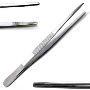 Pinzas de pulgar de acero inoxidable con punta dentada de 5,5 pulgadas y 1,8 cm, instrumentos quirúrgicos manuales para base de tejido de herida - Product Image 1