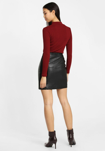 Falda de piel de cordero superelegante de la mejor calidad para mujer con cinturón elástico, precio razonable, logotipo personalizado de alta calidad, OEM - Product Image 5