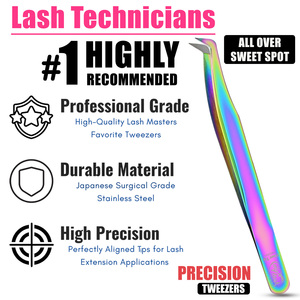 <b>Top</b> Selling Diamond Grip Straight Fiber Tip Eyelash Extension Tweezer Strong Grip Eyelash Extension Tool for Salon Use - Product Image 3